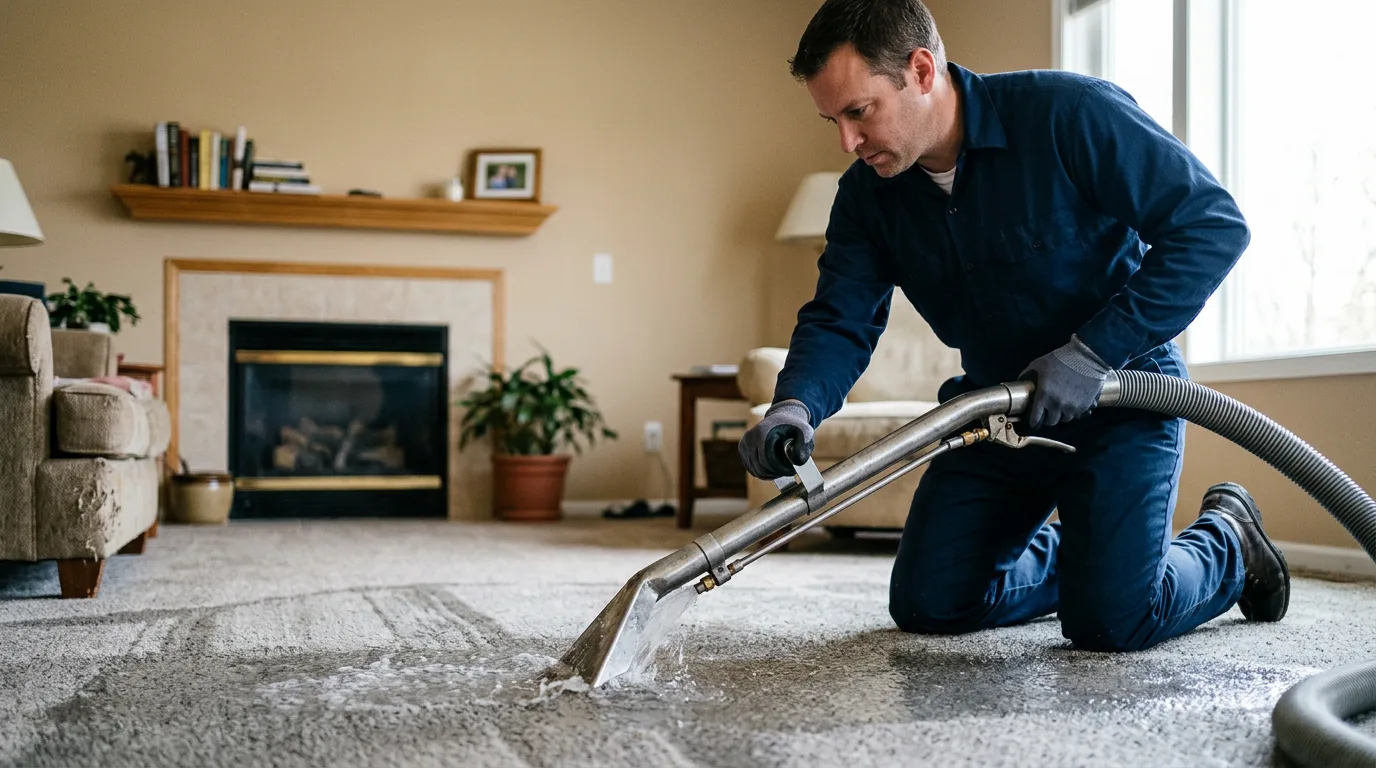 Water damage restoration technician working near Pleasant Hill, IL